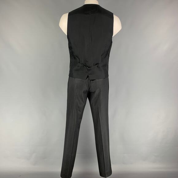 DOLCE & GABBANA Size 42 Regular Charcoal Black Wool Blend Vest Suit - Picture 3 of 8